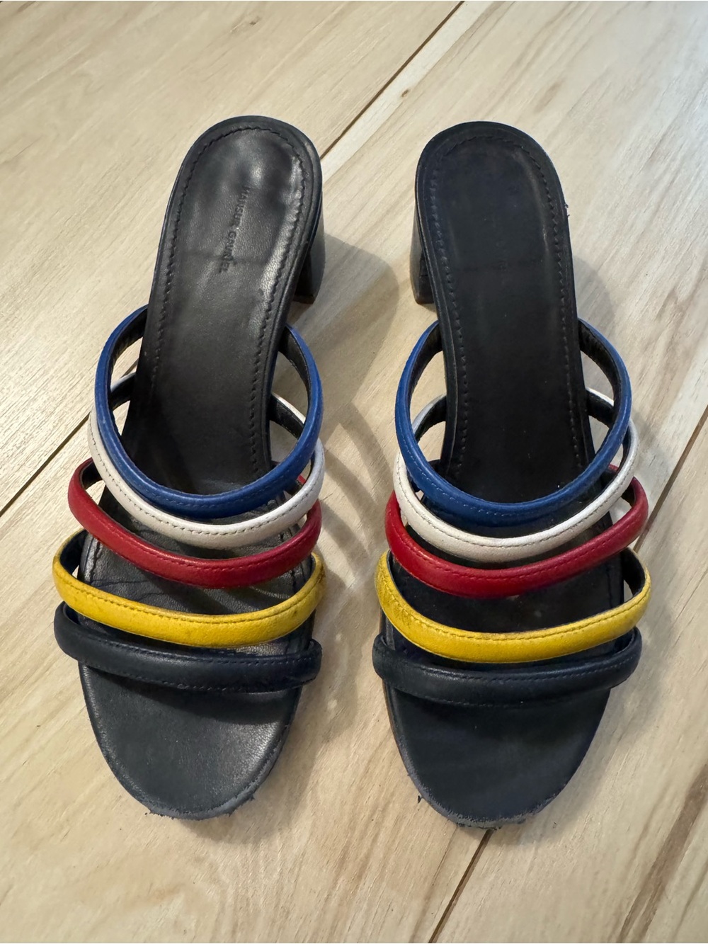 Mansur Gavriel Multicolor Strappy Slide Heels